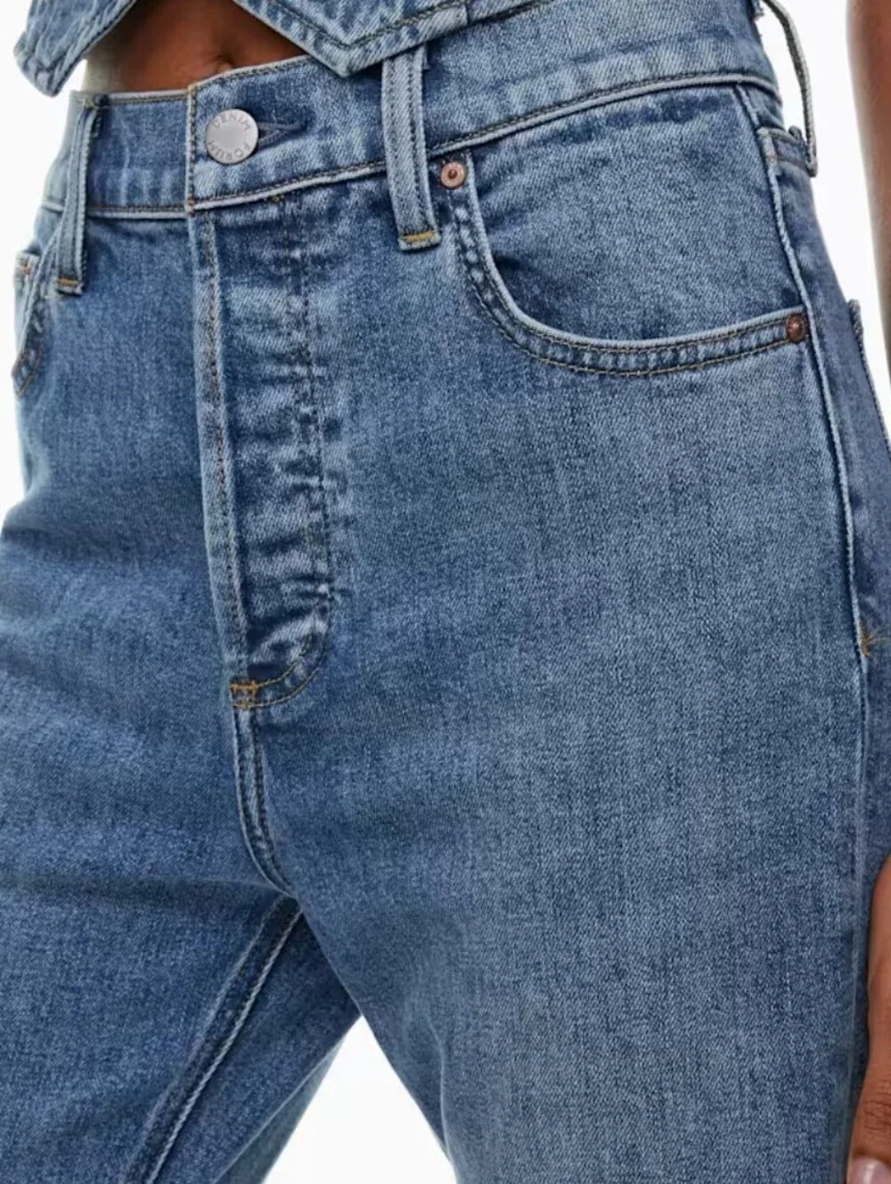 Aritzia Denim Forum 90s Hi-Rise Drainpipe Slim Jeans 28 Button Fly Straight